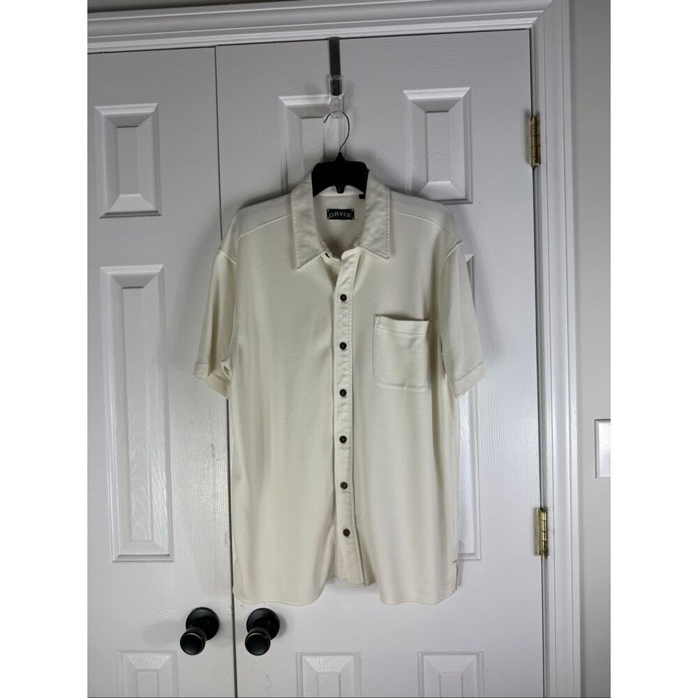 Orvis Mens Cream Button Front Shirt Size L